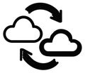 Line art illustration of cloud synchronization icon depicting data transfer and refresh for cloud computing and digital Royalty Free Stock Photo
