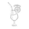 Line art illustration of cocktail glass with orange drink.