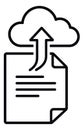 Line art illustration of a document uploading to cloud depicting data transfer for online storage Royalty Free Stock Photo