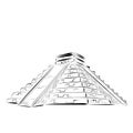 Line art illustration of Mexican architecture, Mayan pyramid. Royalty Free Stock Photo