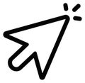 Line art illustration of a mouse cursor depicting a click for web interface design Royalty Free Stock Photo