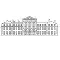 Line art Illustration of Private 18th Century French Chateau