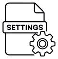 Line art illustration of a settings file icon depicting configuration options for computer interface Royalty Free Stock Photo