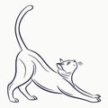 Stylized Line Art Illustration of a Cat Stretching Upwards with an Arched Back Royalty Free Stock Photo