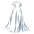 Line Art Illustration of Wedding Dress. Vector Royalty Free Stock Photo