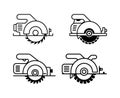 Line Art Illustrations of Circular Saws in Grid Format Royalty Free Stock Photo