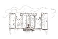 Line art isolated Bodiam France castle vector sketch Royalty Free Stock Photo