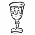 Line art isolated, Doodle art, Object sketches, Tattoo design, Witchcraft objects, Goblet outline design, Cup linear print, Royalty Free Stock Photo
