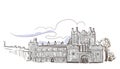 Line art isolated Kilkenny castle vector sketch