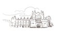 Line art isolated Kilkenny castle vector sketch