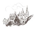 Line art isolated Sintra Portugal castle vector sketch