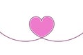 Line art with a large pink heart