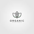 Line art leaf organic logo minimalist vector illustration design