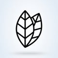Line art leaf. Leaf plant outline symbol . Vector illustration Royalty Free Stock Photo