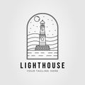 line art lighthouse beacon logo vector illustration design. lighthouse tower symbol