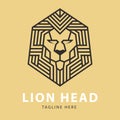 Line art lion head logo design template Royalty Free Stock Photo