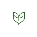 Line art logo of leaf and bud, for hemp product