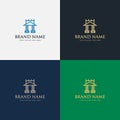 Line Art Luxury Elegant Arched Real Estate Business Palace Logo design vector template illustration. Arabic style architecture Royalty Free Stock Photo