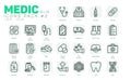 25 Line Art Medic Icons Pack #2, Vector Medical Icons Set