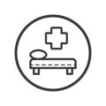 Line art medical bunk icon in round frame