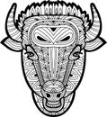 Line art. Monochrome drawing of a bull on white background Royalty Free Stock Photo