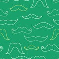 Line art mustaches seamless pattern background