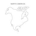 line art north America map. Continuous line Continent map. vector illustration. Single outline west world. Royalty Free Stock Photo