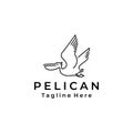 Line art Pelican bird logo design vector illustration template Royalty Free Stock Photo