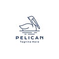 Line art Pelican bird logo design vector illustration template Royalty Free Stock Photo