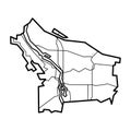 Line Art Portland Map Illustration, Outline of Portland Oregon, city of United States