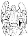 Archangel Gabriel Line Art Royalty Free Stock Photo