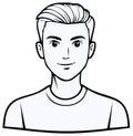 Line art portrait of a young man. Black and white illustration Royalty Free Stock Photo