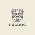 Line art Pug dog Logo Design Royalty Free Stock Photo