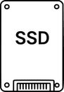 SSD Module Line Art Icon, Minimal Solid State Drive Storage Symbol for Computer Hardware and Tech Design Royalty Free Stock Photo