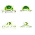 Set of bison Greenland logo design Royalty Free Stock Photo