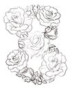 Line art roses in figure eight - eight from roses