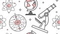 Line Art Science Lab & Atom Seamless Pattern, vector design Generative AI Royalty Free Stock Photo