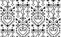 Line art seamlss vector pattern, modern geometric tribal or neotribal design with moons, hearts and abstract shapes, textile or fa Royalty Free Stock Photo