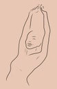 Line art shillouette of awakening woman stretching her torso and arms up over her head. Sweet morning vibes.