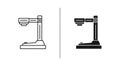 Line Art and Silhouette Icons of a3D Printer or Scanner 3D printer 3D scanner Royalty Free Stock Photo