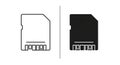 Line Art and Silhouette Icons of a Micro SD Card on a White Background micro SD card SD card Royalty Free Stock Photo