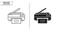 Line Art and Silhouette Icons of a Multifunction Printer Scanner office equipment technology Royalty Free Stock Photo
