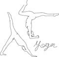 line art silhouette yoga poses hand drawn Illustration Royalty Free Stock Photo