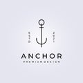 Line art simple anchor logo vector illustration design