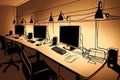 line art simple continuous line drawings that form office setups