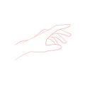 Line art sketch of a relaxed hand in a horizontal position