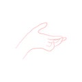 Line art sketch of a relaxed hand in a horizontal position