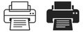Line art and solid style printer icon set featuring paper being fed and printed for web and app design Royalty Free Stock Photo