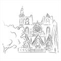 Line art of St. Nicolas Cathedral, Famagusta, Cyprus