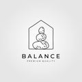 Line art stone logo minimalist with home symbol vector illustration design Royalty Free Stock Photo